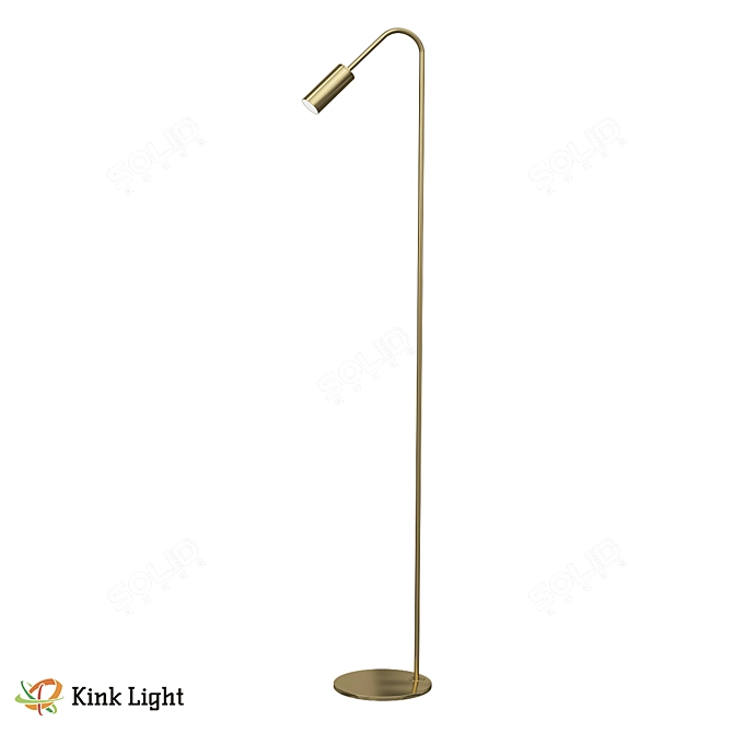 Gold Metal Floor Lamp, 145cm 3D model image 1