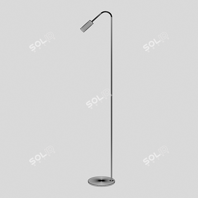Gold Metal Floor Lamp, 145cm 3D model image 4