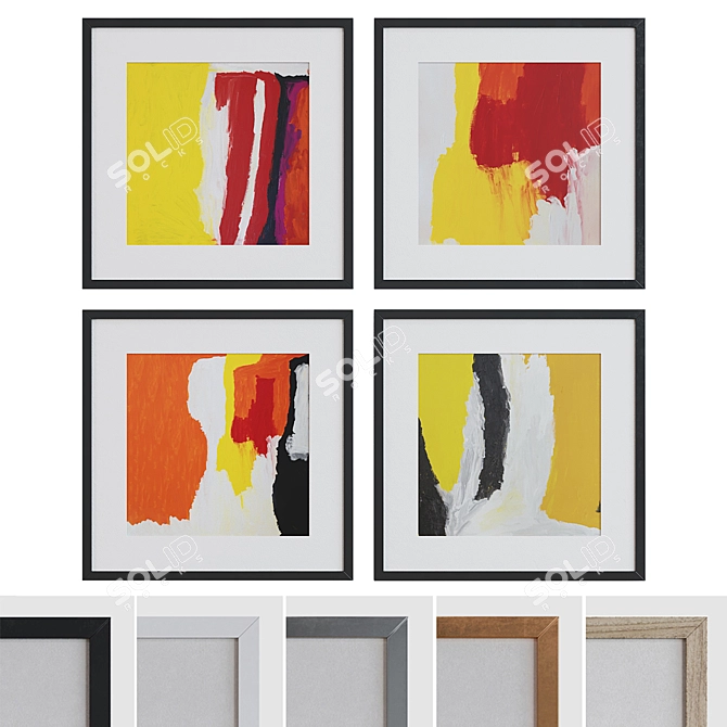 Modern Abstract Picture Frame Set 3D model image 1