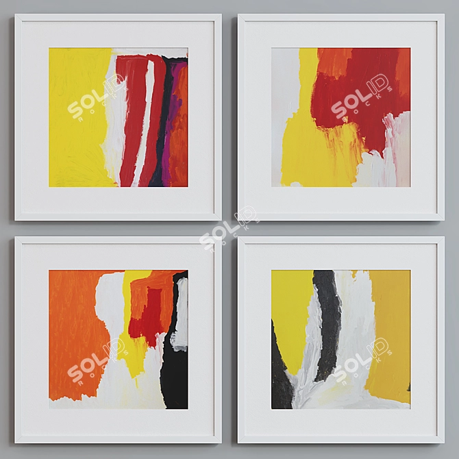 Modern Abstract Picture Frame Set 3D model image 2