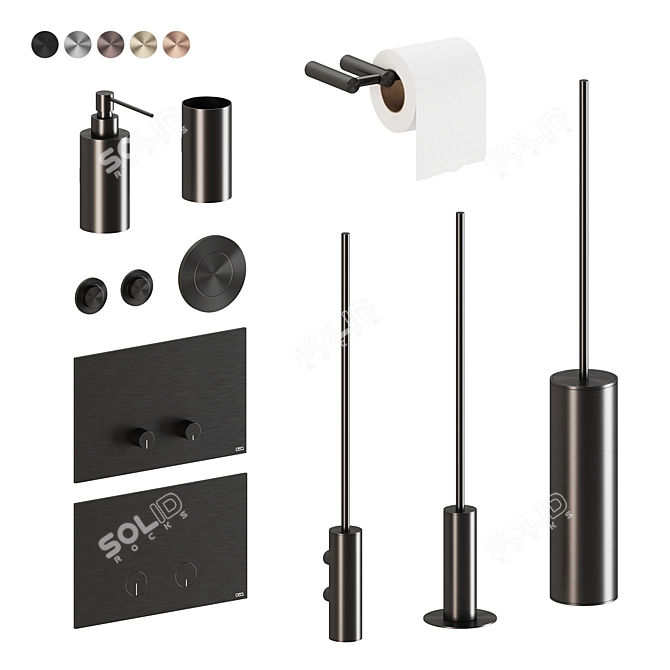 Cea Accessories Set | Stainless, Black Diamond, Copper 3D model image 1