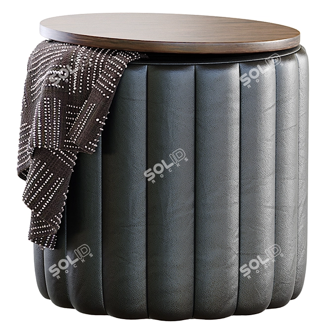 Sleek Textile Yellow Pouf 3D model image 3