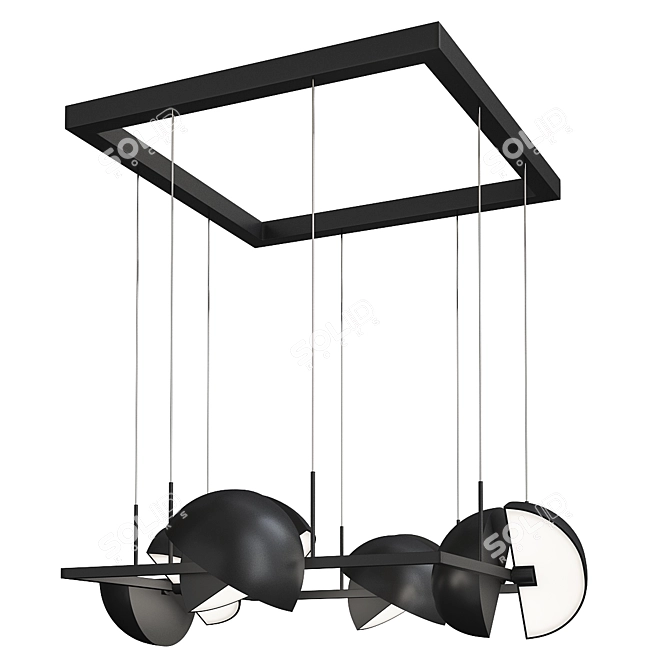 Sleek Trapeze Chandelier Fixture 3D model image 1