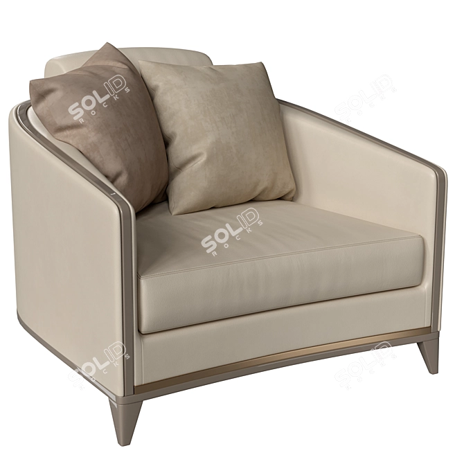 Elegant Victor Armchair with 24k Gold Plating 3D model image 1