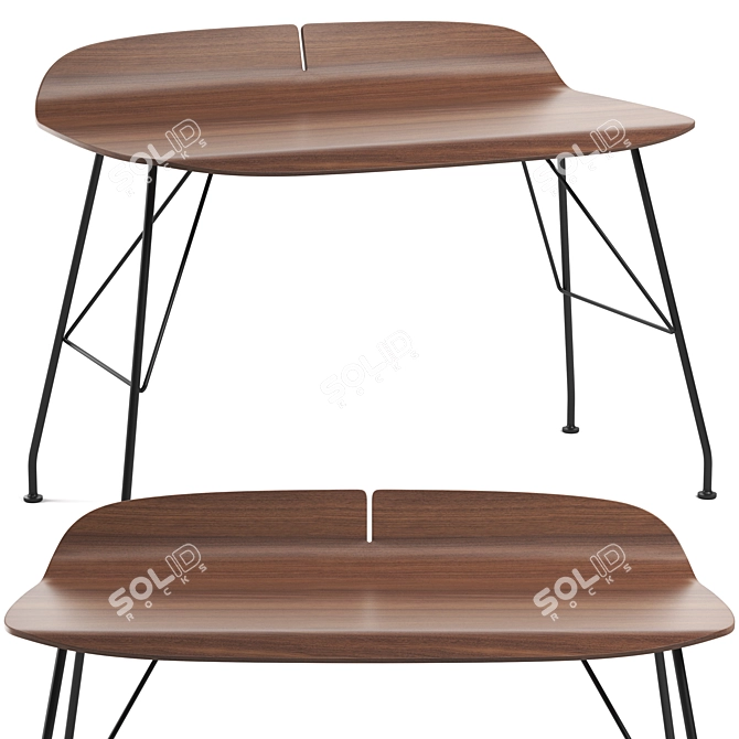 Modern Wood Desk with Dimensions 3D model image 1