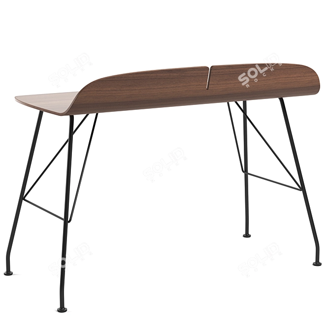 Modern Wood Desk with Dimensions 3D model image 3