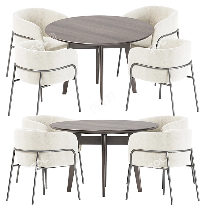 Contemporary Dining Set - Laika Chair & Abrey Table 3D model image 2