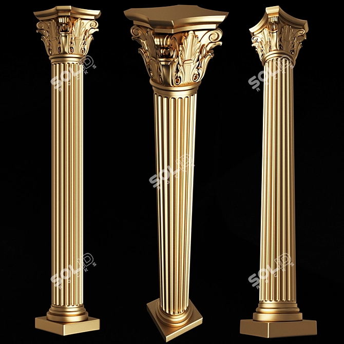 Modern Architectural Column Capital 3D model image 1