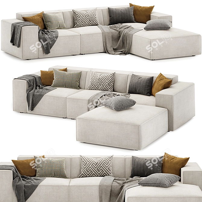 Modular Light Upholstered Sectional 3D model image 1