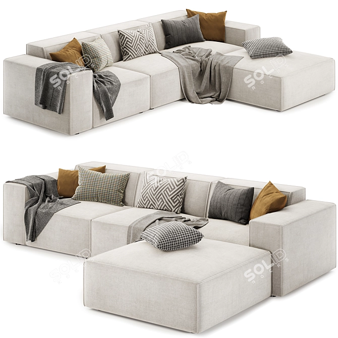 Modular Light Upholstered Sectional 3D model image 2