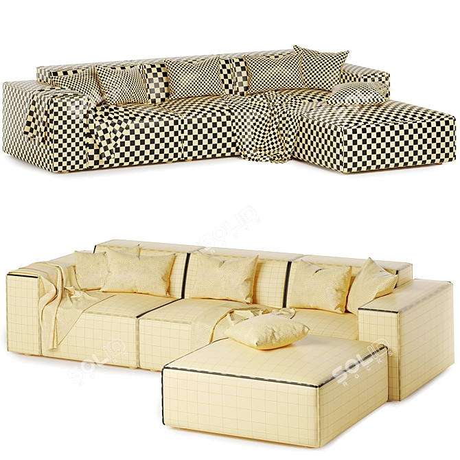 Modular Light Upholstered Sectional 3D model image 3