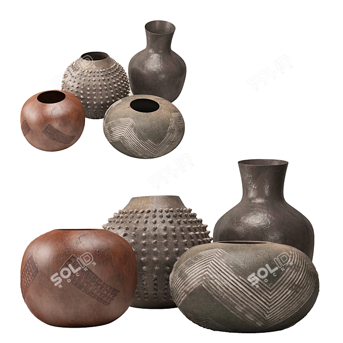 Zulu Beer Pots Collection 3D model image 7