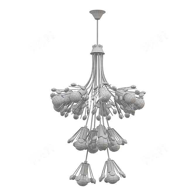 Vintage Brass Acrylic Chandelier 3D model image 2