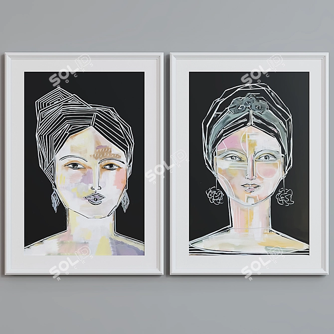 Modern Art Portrait Frame Set 3D model image 2