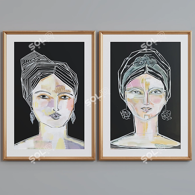 Modern Art Portrait Frame Set 3D model image 4