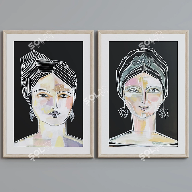 Modern Art Portrait Frame Set 3D model image 5