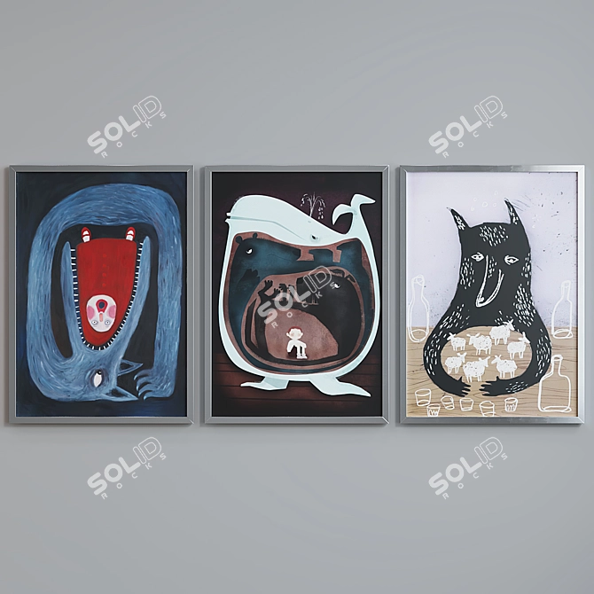 Set of 3 Fairytale Picture Frames 3D model image 3