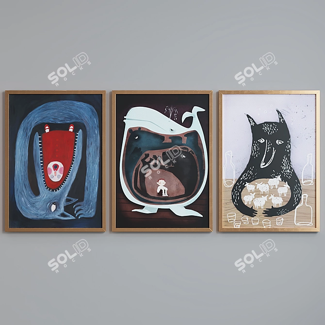 Set of 3 Fairytale Picture Frames 3D model image 4