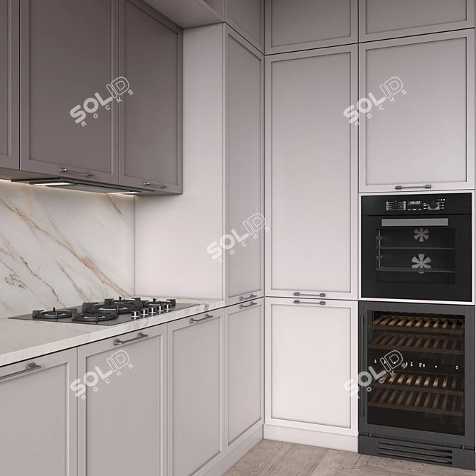 Neoclassic 93 Corner Kitchen Set 3D model image 3