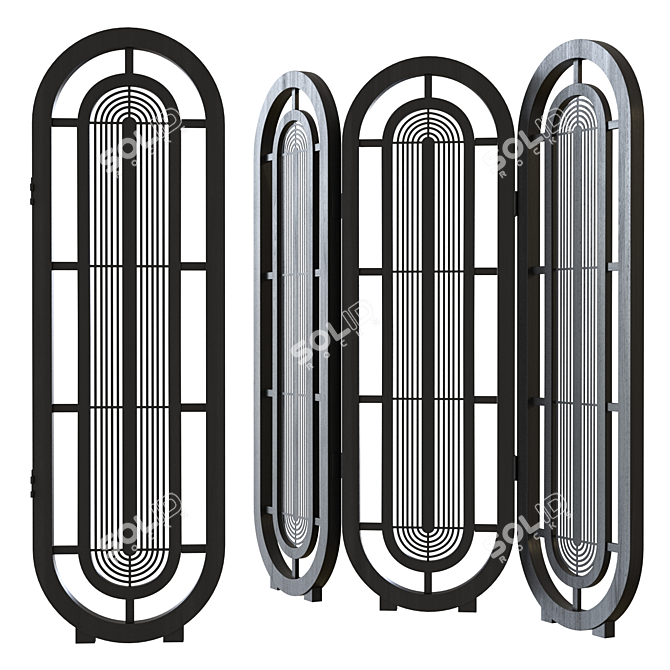 Decorative Divider Screen, Wood Material 3D model image 1