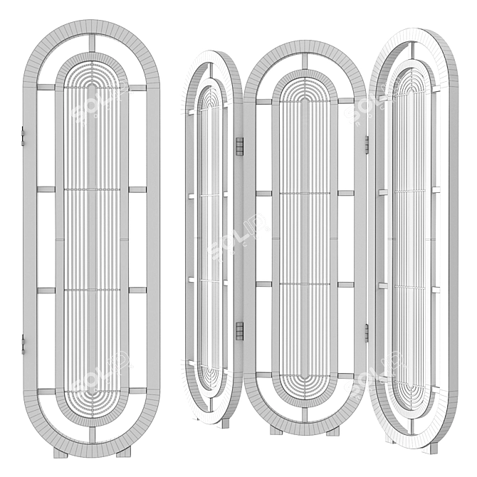 Decorative Divider Screen, Wood Material 3D model image 4