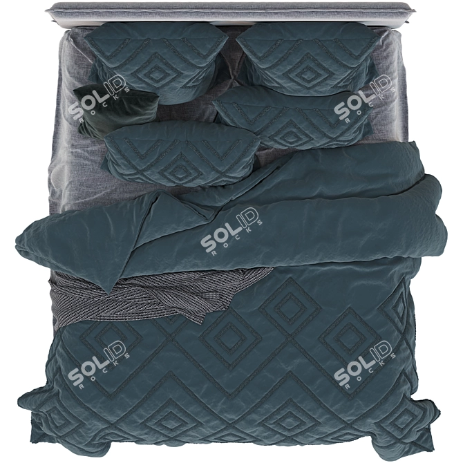 Floral Slate Linen Quilt Set 3D model image 3