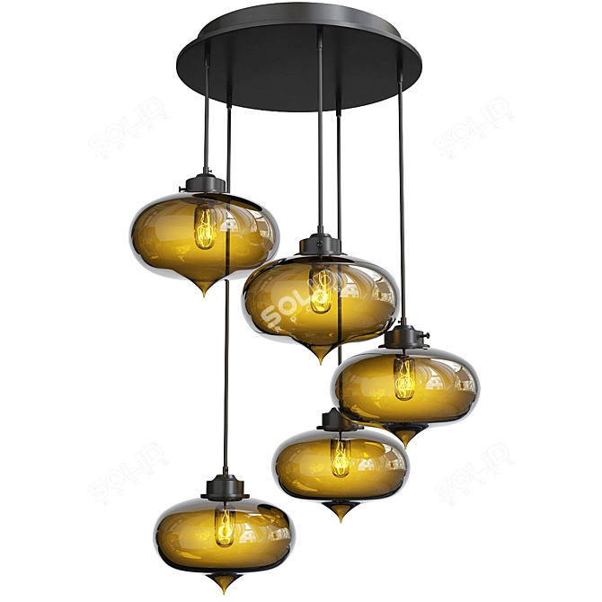 Modern Circular Chandelier 3D Model 3D model image 1