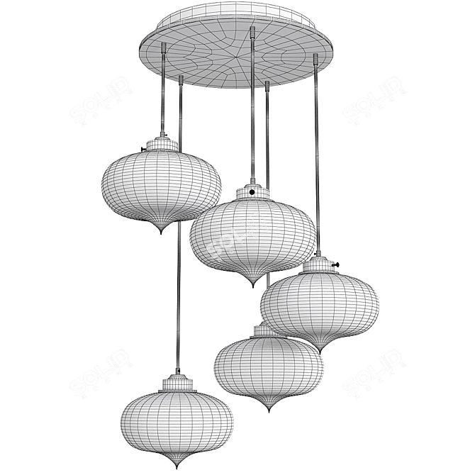 Modern Circular Chandelier 3D Model 3D model image 2