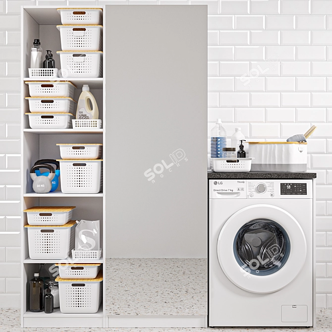 Laundry Room Suite with Mirror Cabinet 3D model image 1