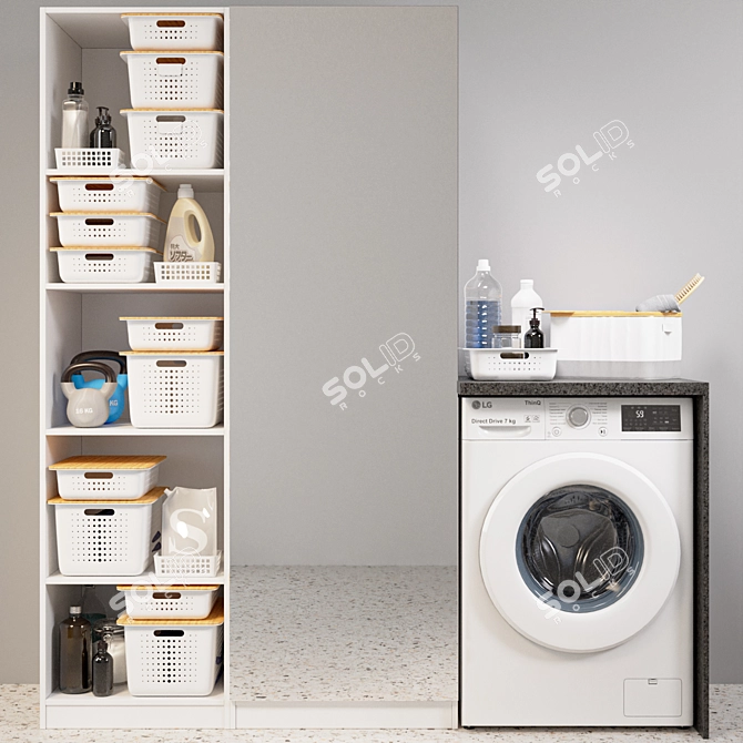 Laundry Room Suite with Mirror Cabinet 3D model image 7