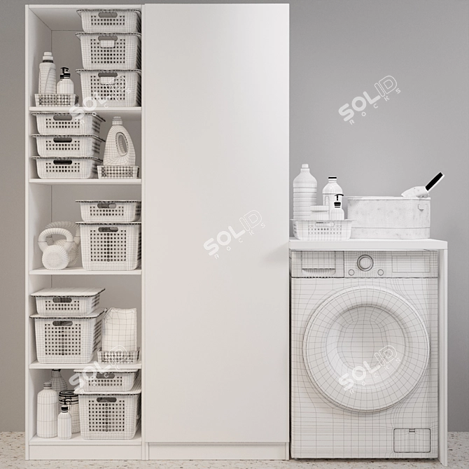 Laundry Room Suite with Mirror Cabinet 3D model image 9