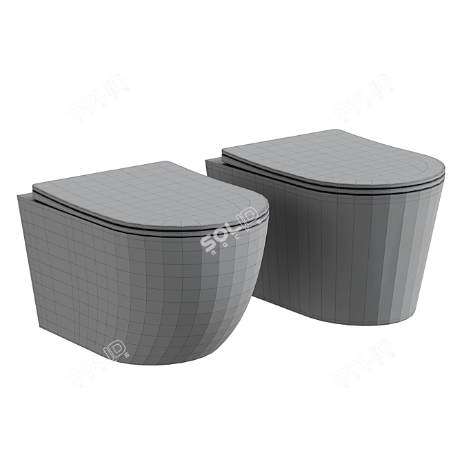 Aquanet Rimless Wall-Hung Toilets 3D model image 2