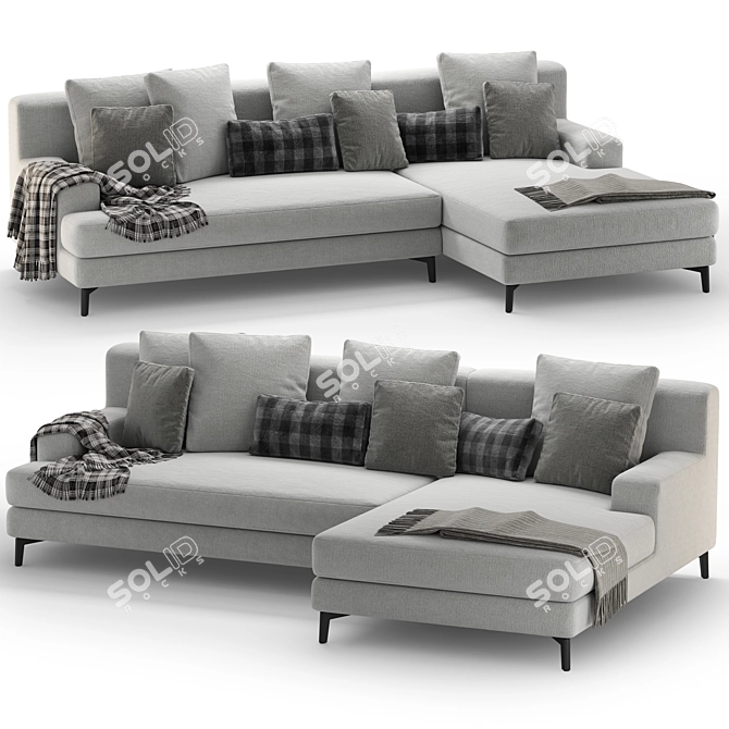 Elegant Corner Sofa in Portofino 3D model image 1