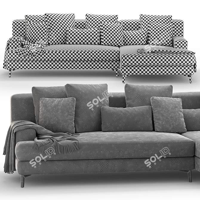 Elegant Corner Sofa in Portofino 3D model image 6