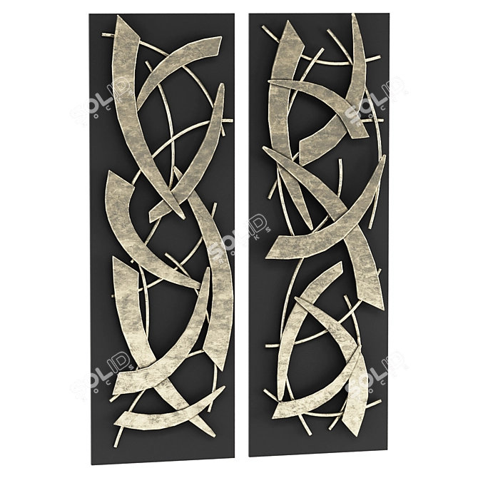 Modern Black Wall Decor Set 3D model image 1