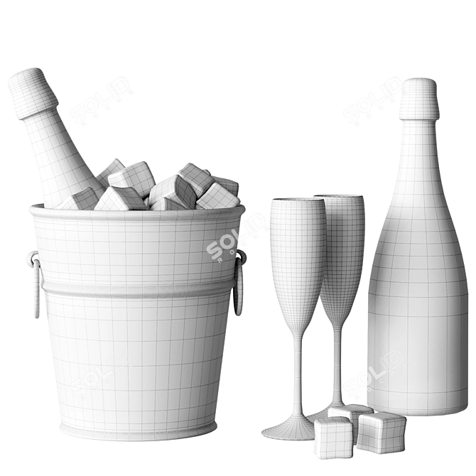 Champagne Bucket with Ice 3D model image 9