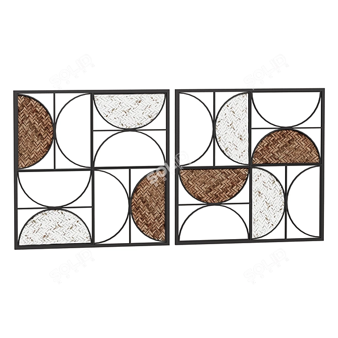 Contemporary Metal Wall Decor Set 3D model image 1