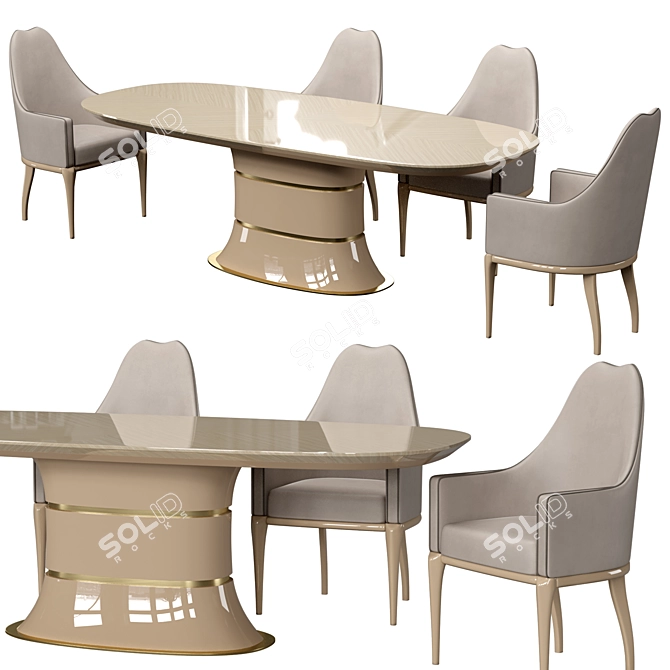 Luxury Contemporary Designer Dining Set 3D model image 1