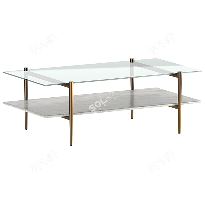 Mid-Century Marble Art Display Coffee Table 3D model image 2