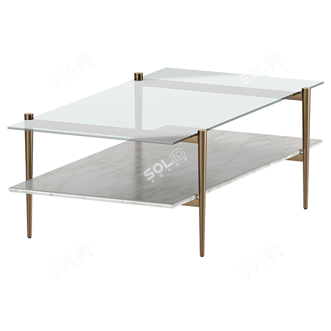 Mid-Century Marble Art Display Coffee Table 3D model image 3