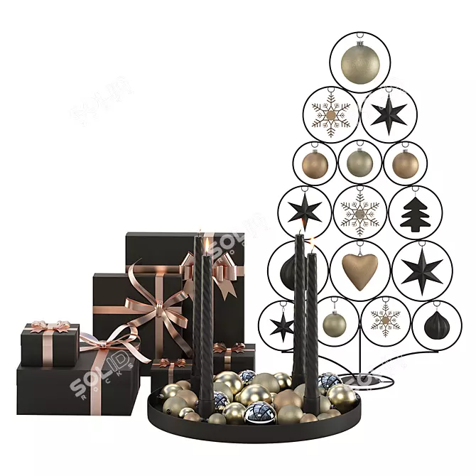 Festive Christmas Decor Set 3D model image 1