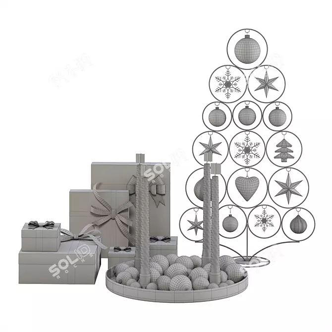 Festive Christmas Decor Set 3D model image 7