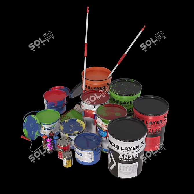 Model Smooth Paint Set 3D model image 3