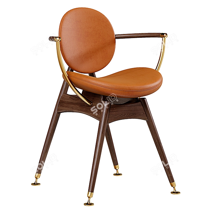 Modern Circle Dining Chair with Arms 3D model image 1