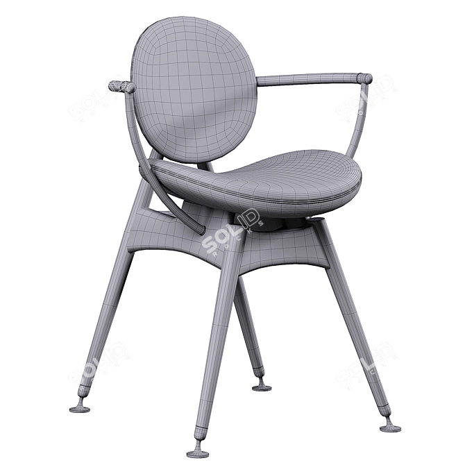 Modern Circle Dining Chair with Arms 3D model image 3
