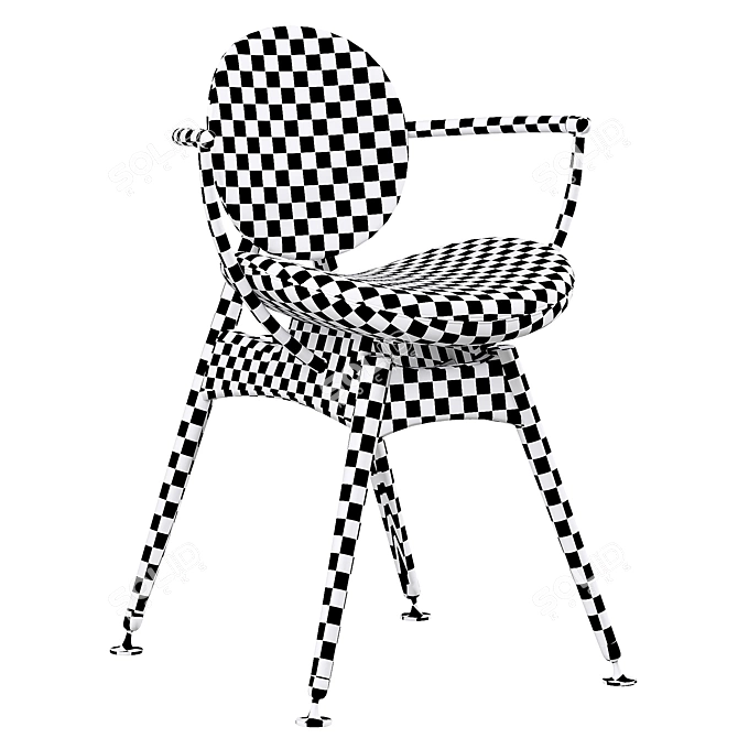 Modern Circle Dining Chair with Arms 3D model image 4
