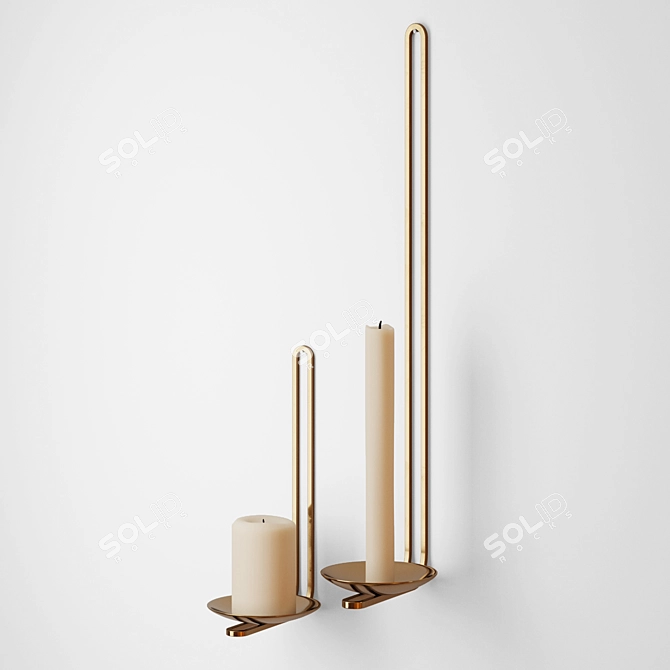 Minimalist Clip Wall Candle Holder 3D model image 1