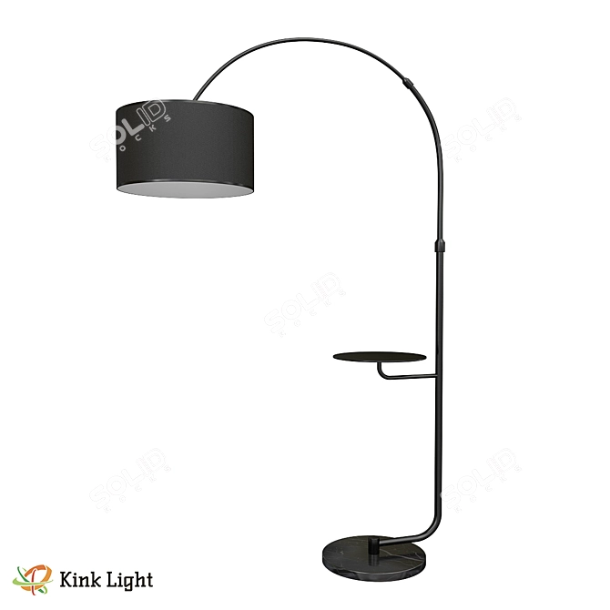 Classic Metal Floor Lamp with Table 3D model image 1