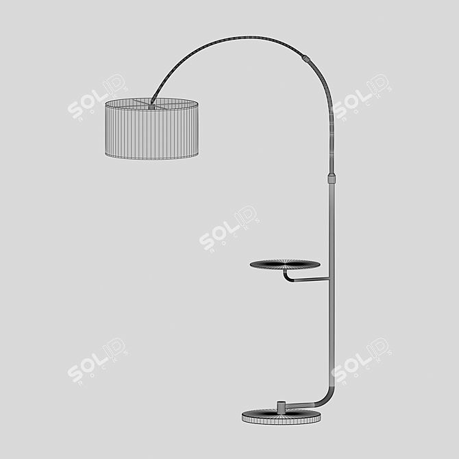 Classic Metal Floor Lamp with Table 3D model image 2