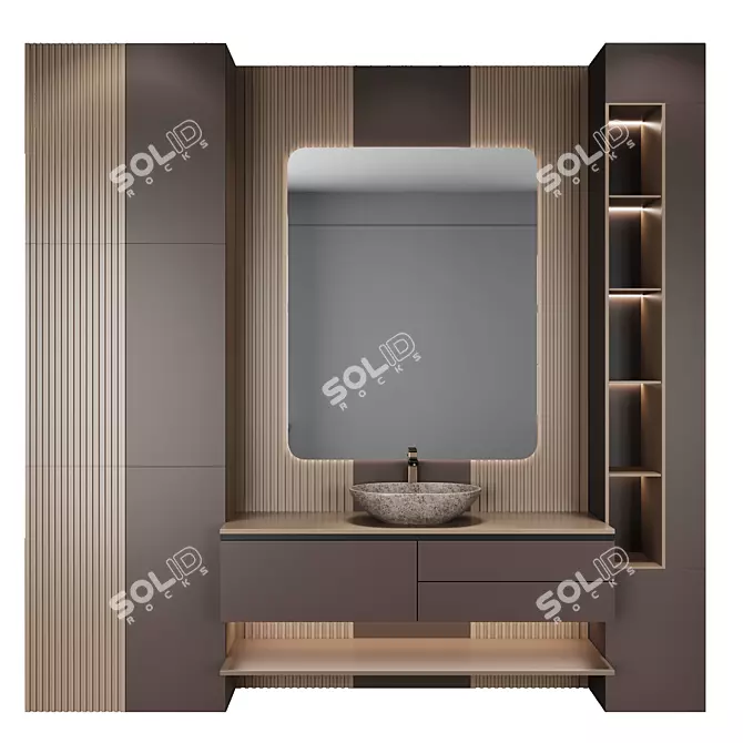 Modern Bathroom Furniture Set 3D model image 1